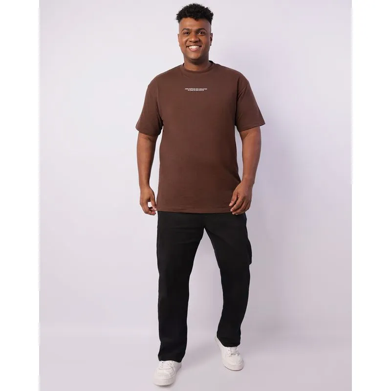 Calça Plus Size Masculina Sarja Reta Com Cordão Preta 52