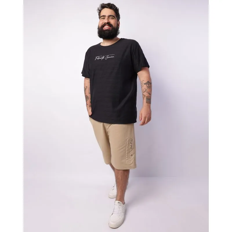 Bermuda Plus Size Masculina Gangster Moletom Reta Bege G2