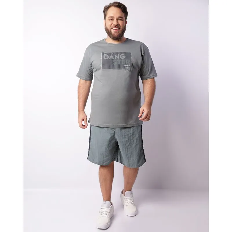 Bermuda Plus Size Masculina Reta Recortes Bolso Verde G4