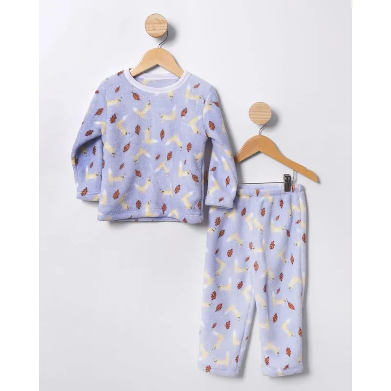 Pijama Bebê Longo Soft Estampa Raposa Azul 2