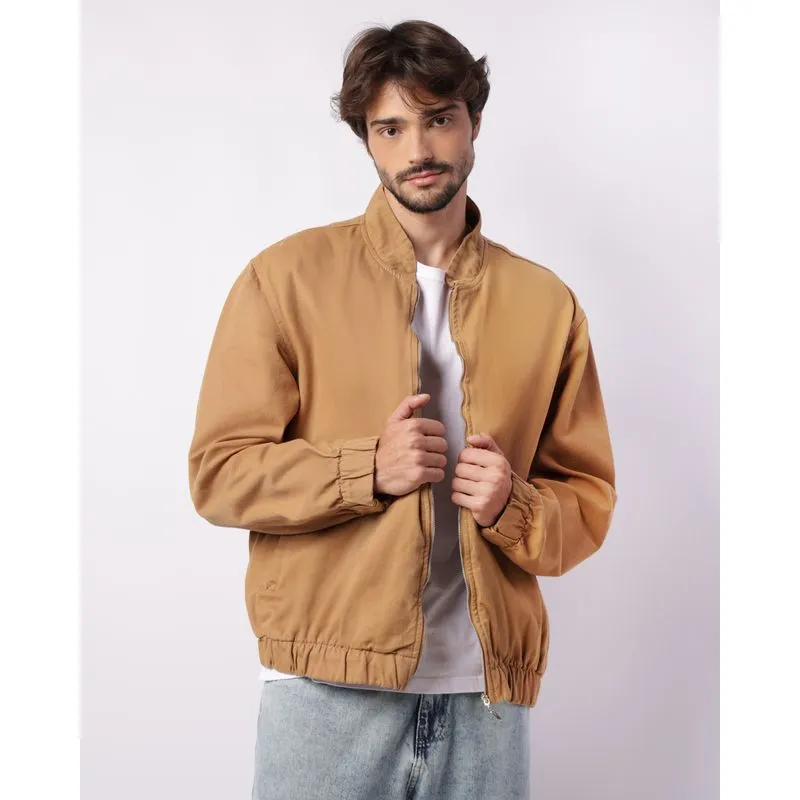 Jaqueta Sarja Masculina Vizzy Bomber com Bolsos Marrom GG