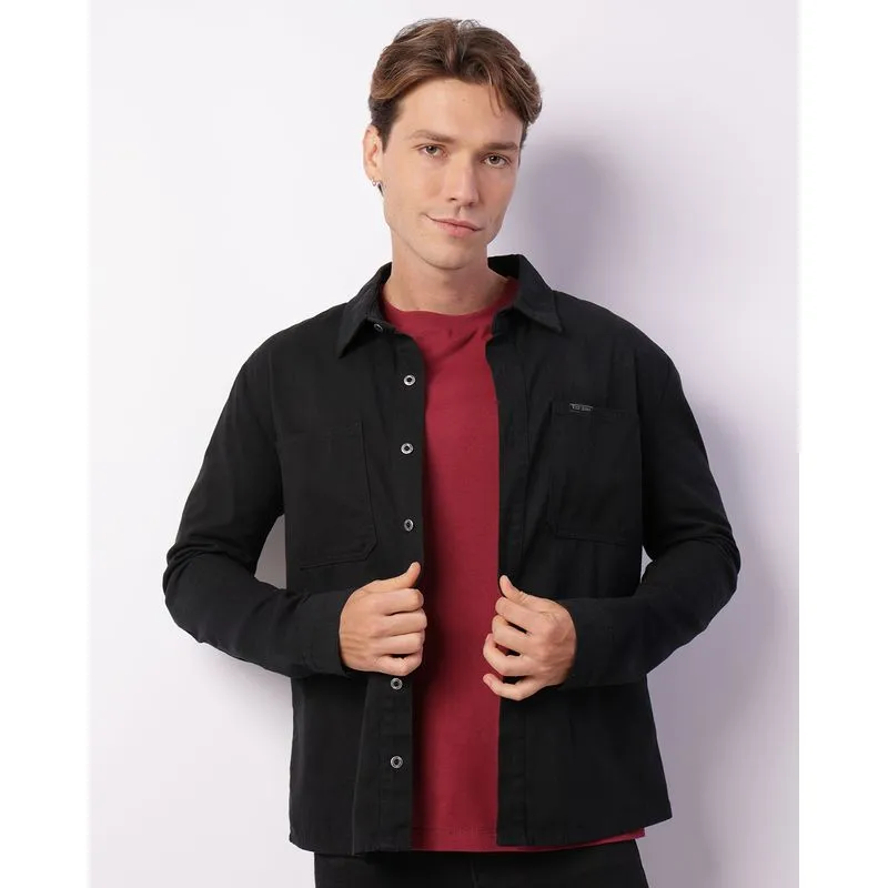 Jaqueta Masculina Sarja Vizzy Com Bolsos Preta P