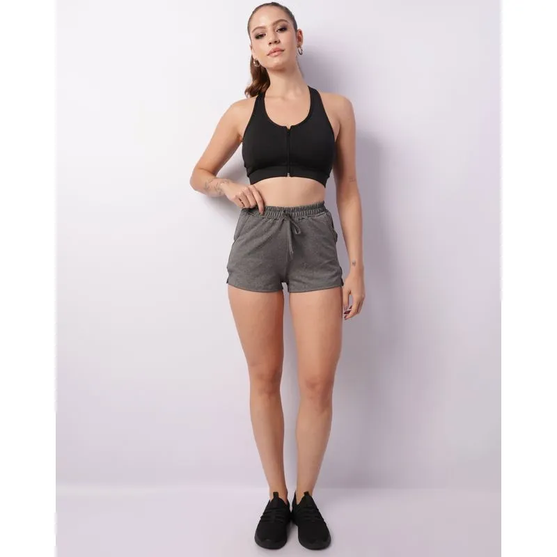 Short Fitness Feminino Com Bolso Cinza GG