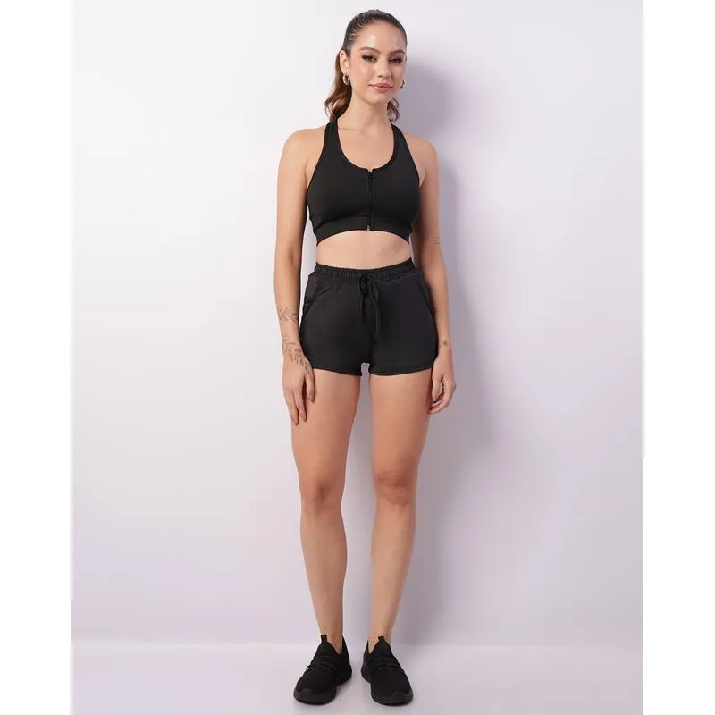 Short Fitness Feminino Com Bolso Preto P