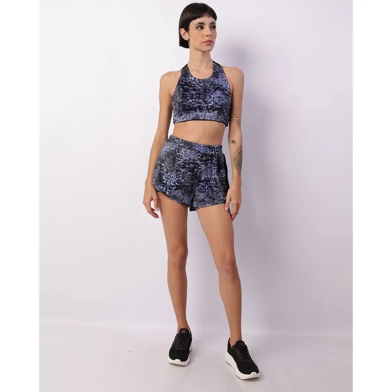 Short Fitness Feminino Fitter Estampado Com Bolso Interno Azul P