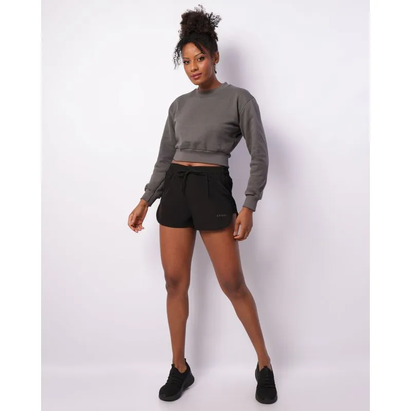 Short Fitness Feminino Boxer Com Tela Preto GG