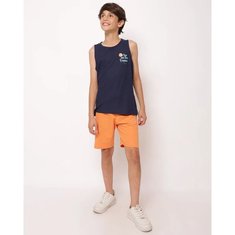 Bermuda Juvenil Reta Moletinho Bolsos Cargo Texturizada Laranja 4