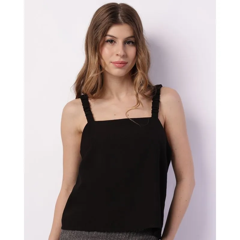 Regata Feminina Viscose com Alça Franzida Preta G