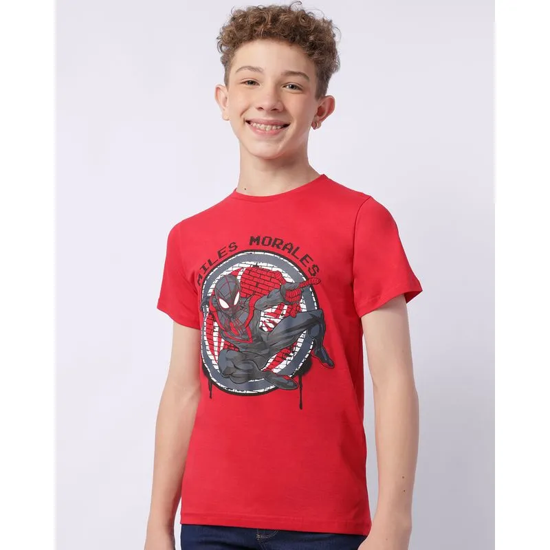 Camiseta Juvenil Algodão Marvel Homem Aranha Manga Curta Vermelha 16