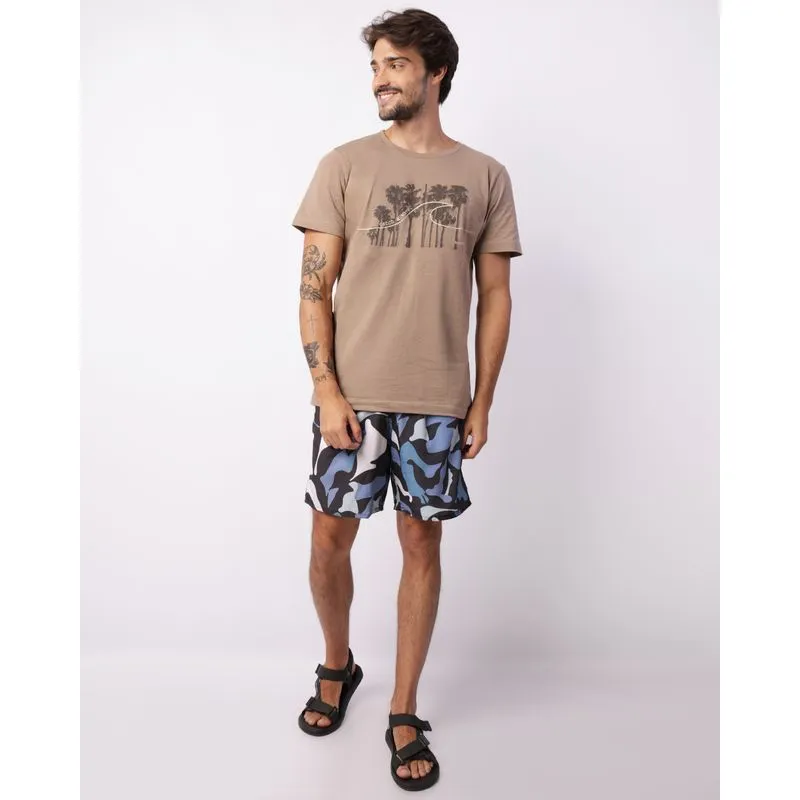 Short Masculino Praia Estampada Preta GG