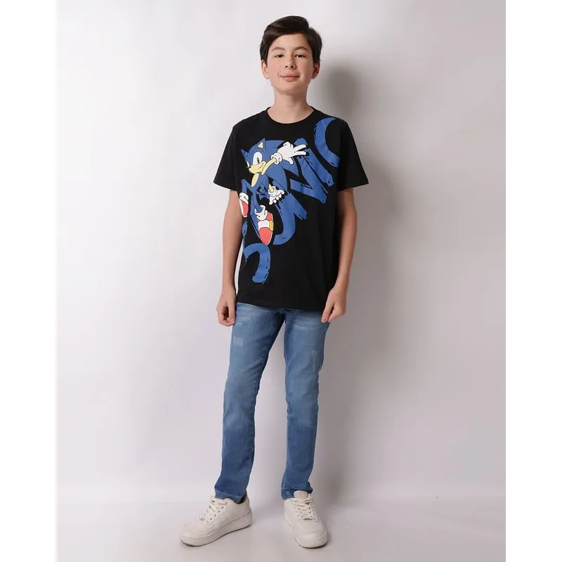 Calça Jeans Juvenil Skinny Com Bolsos Puídos Azul 14
