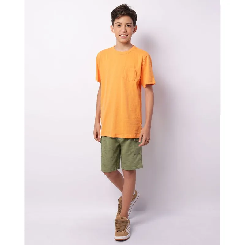 Bermuda Juvenil Moletinho Bolso Cargo Flame Verde 12