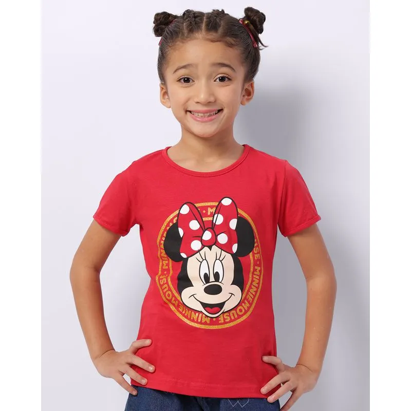 Camiseta Infantil Disney Minnie Manga Curta Vermelha 10