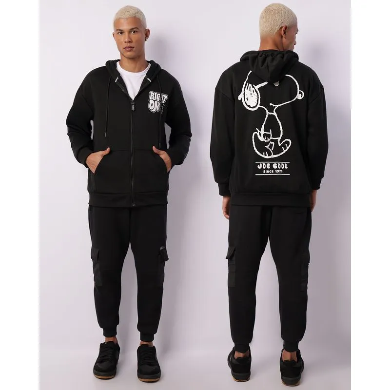 Jaqueta Moletom Masculina Snoopy Com Capuz Preta GG