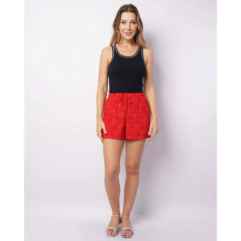 Short Feminino Curto Berry & Co. Viscose Estampado Vermelho M