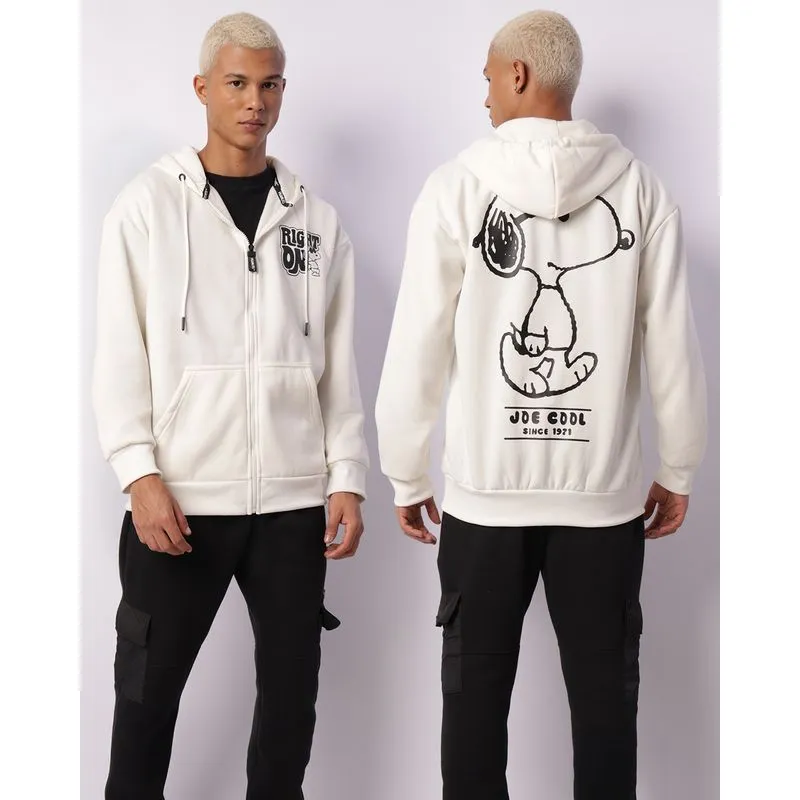 Jaqueta Moletom Masculina Snoopy Com Capuz Off White G