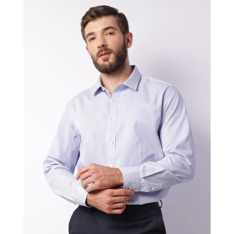 Camisa Masculina Social Manga Longa Listrada Azul 2