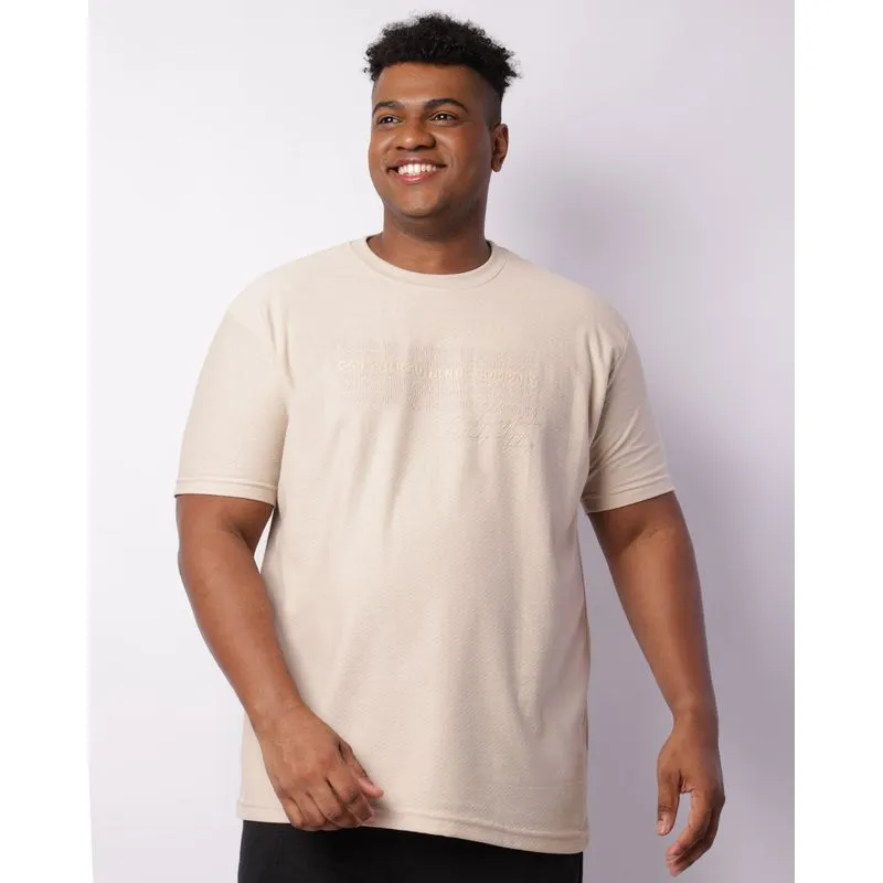 Camiseta Plus Size Masculina Gangster Texturizada Manga Curta Bege G2