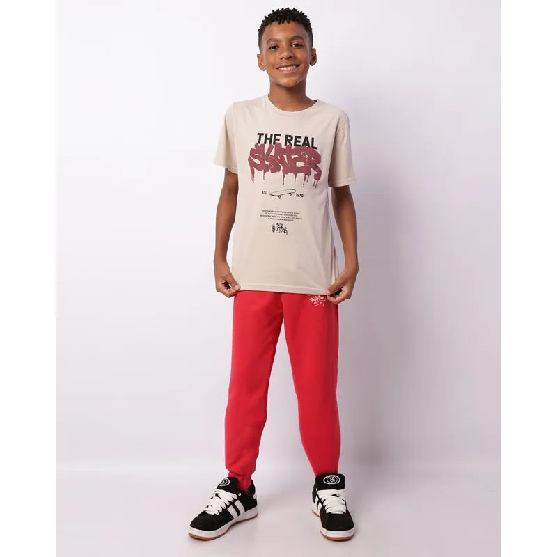 Calça Moletom Juvenil Jogger Skate Vermelha 10
