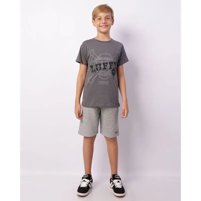 Bermuda Juvenil Moletinho Com Bolsos Cinza 12