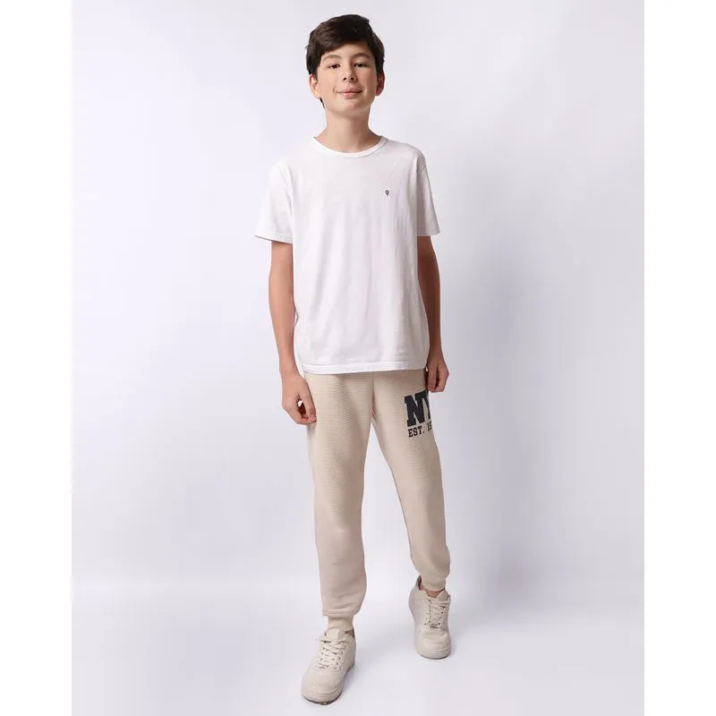 Calça Juvenil Jogger Bolsos Com Estampa Bege 10