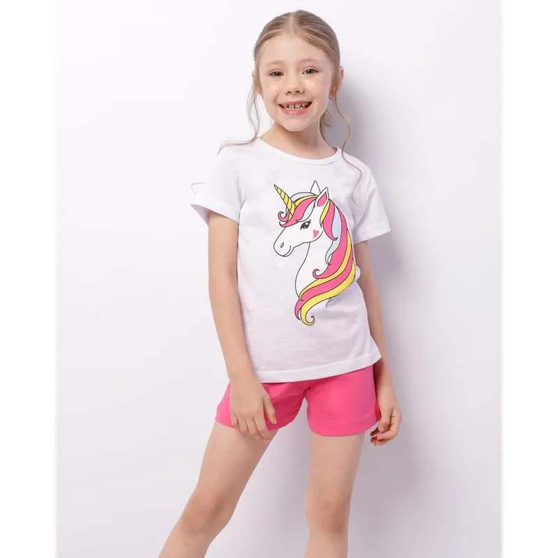 Pijama Infantil Curto Estampa Unicórnio Branco 8