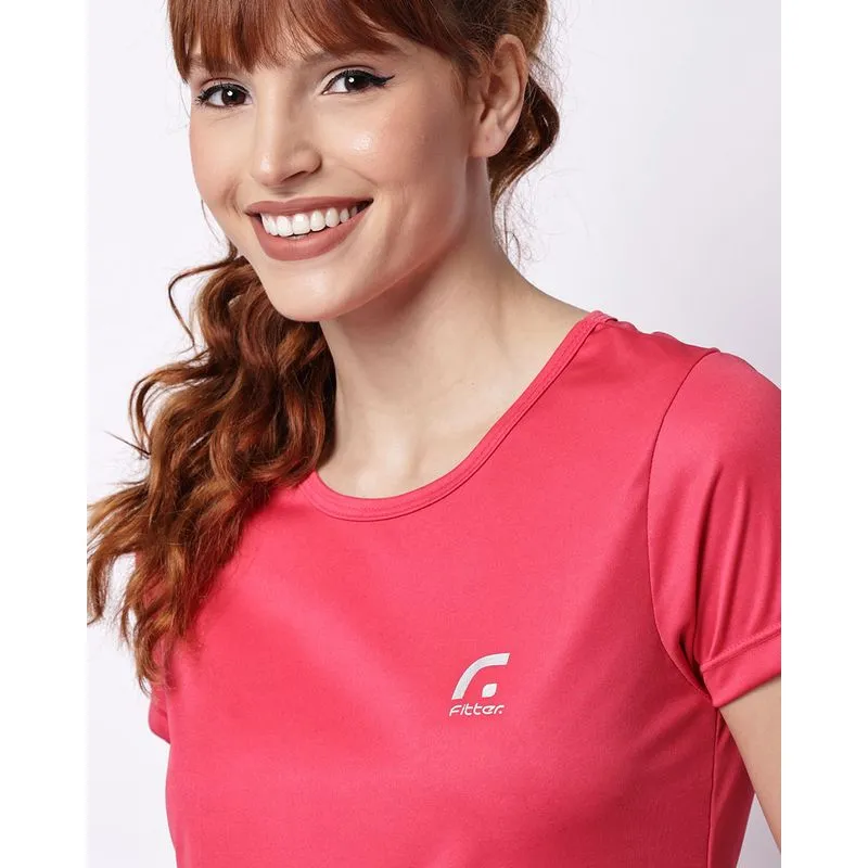 Blusa Fitness Feminina Fitter Poliéster Manga Curta Rosa XG