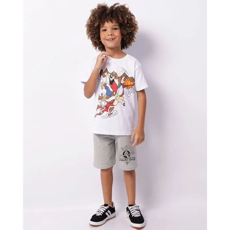 Bermuda Infantil Moletinho Looney Tunes Pernalonga Cinza 8