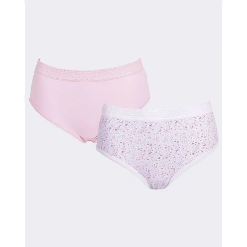 Kit 2 Calcinhas Feminina Cintura Alta Branca E Rosa GG