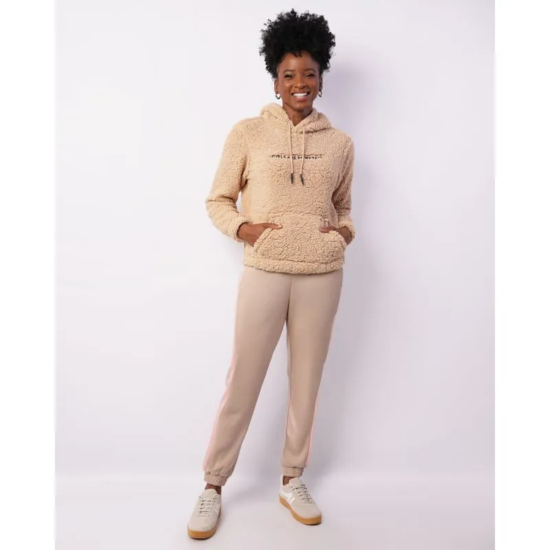Calça Moletom Feminina Jogger Com Cordão Bege GG