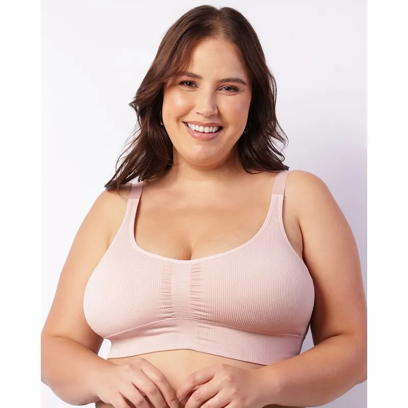 Sutiã Plus Size Feminino Top Canelado Bojo Removível Rosa 50