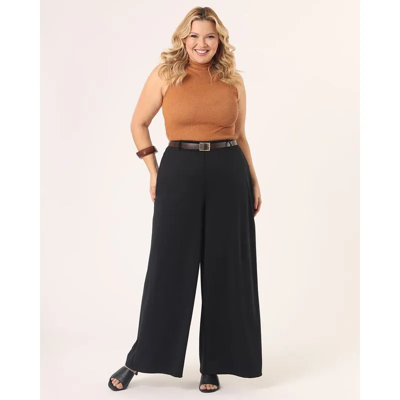 Calça Plus Size Feminina Pantalona Preto G3