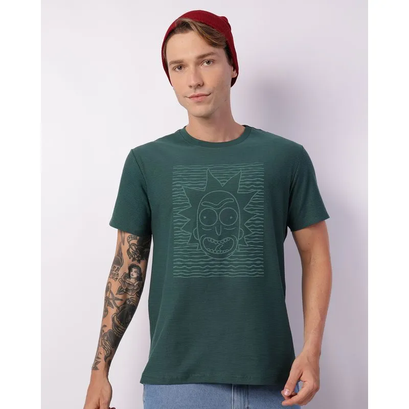 Camiseta Masculina Manga Curta Texturizada Rick And Morty Verde G
