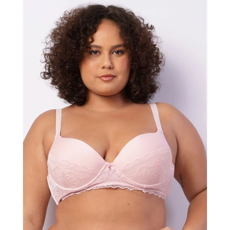 Sutiã Plus Size Feminino Renda Com Base Bojo Rosa 52