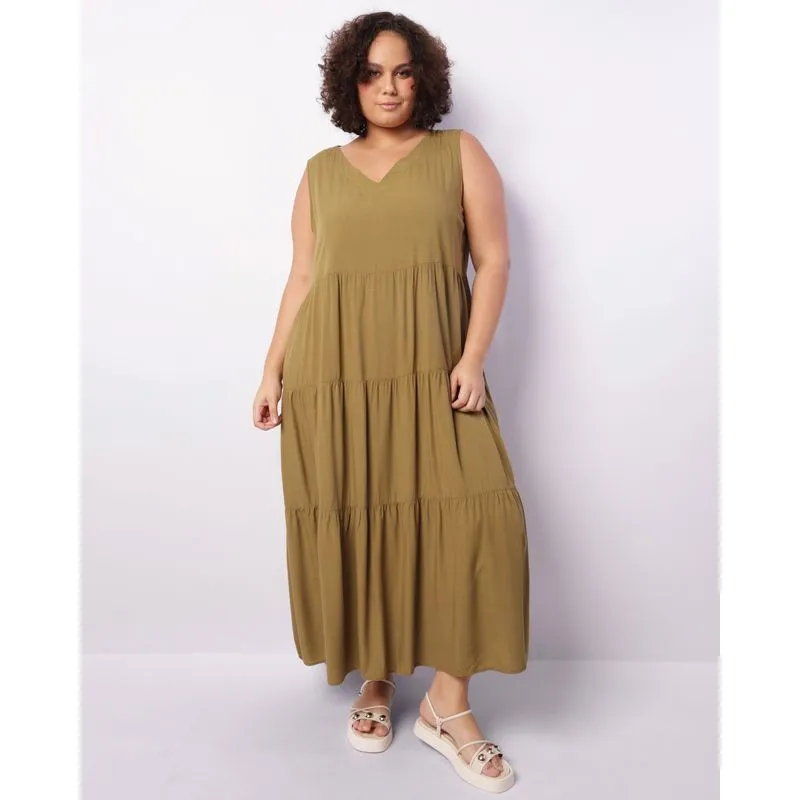 Vestido Plus Size Feminino Longo Berry & Co. Verde G1