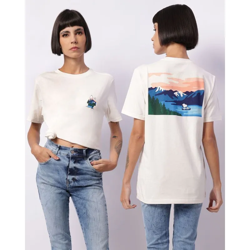 Camiseta Feminina Snoopy Estampa Frente E Costas Off White G