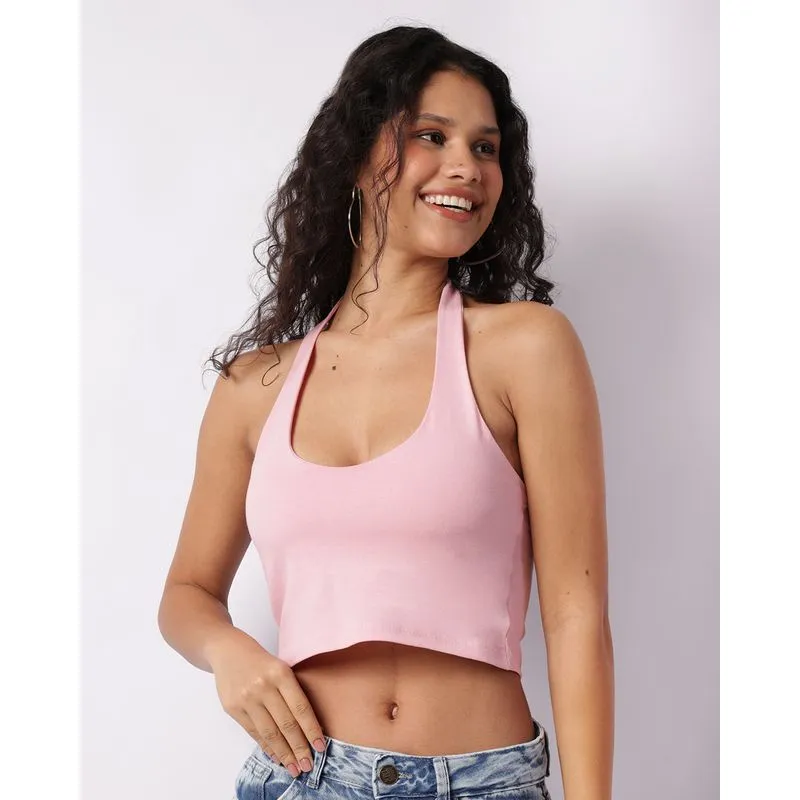 Blusa Feminina Cropped Frente Única Rosa M