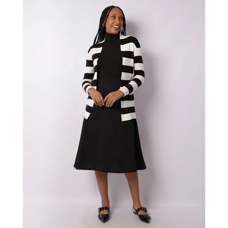 Saia Feminina Midi Atoalhada Preta G