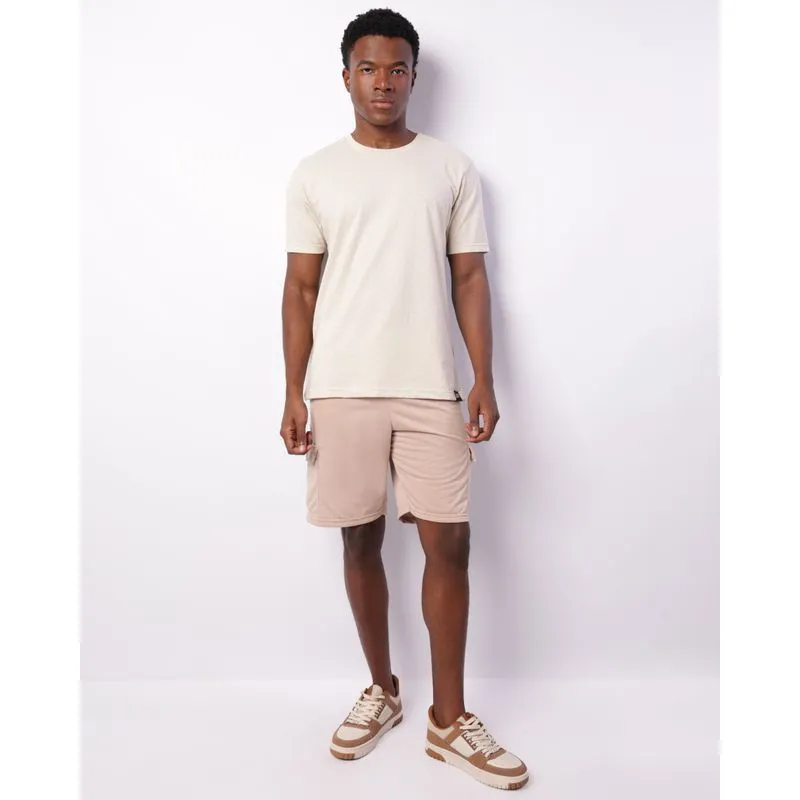 Bermuda Masculina Moletinho Bolso Cargo Bege M