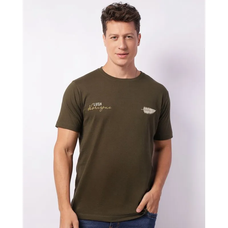 Camiseta Masculina Manga Curta Estampada Verde P