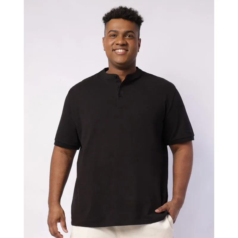 Camisa Polo Plus Size Masculina Algodão Peruano Preta G4