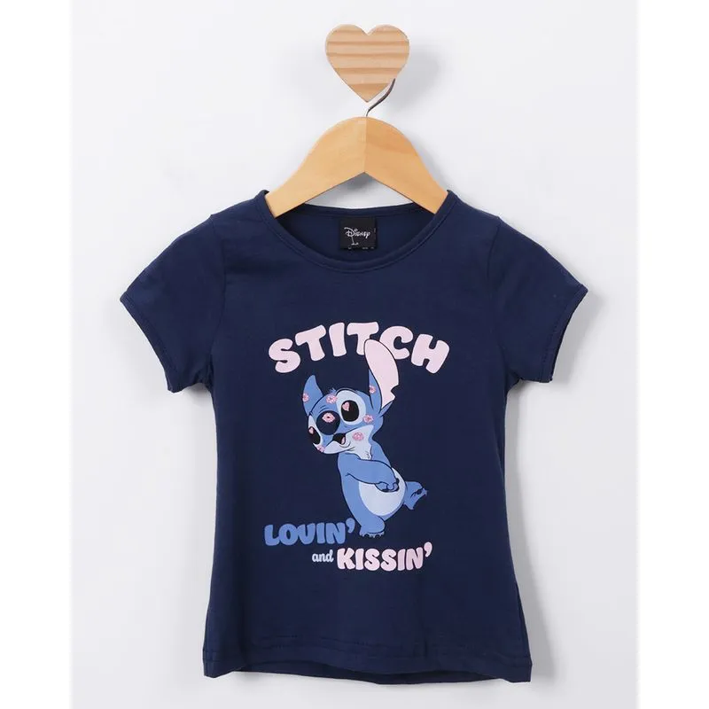 Blusa Bebê Algodão Disney Stitch Marinho 2