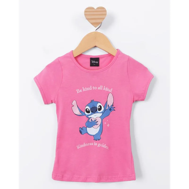 Blusa Bebê Algodão Estampa Disney Stitch Rosa 2