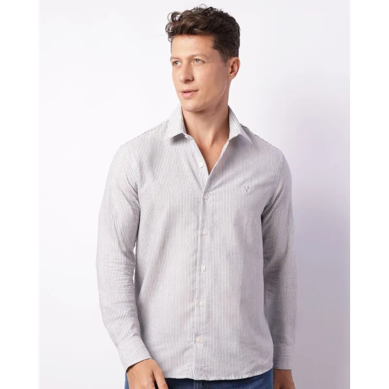 Camisa Masculina Manga Longa Listrada Azul GG