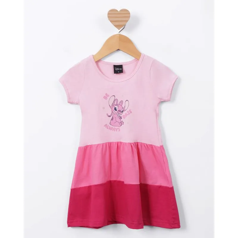 Vestido Bebê Algodão Três Marias Estampa Angel Rosa 3