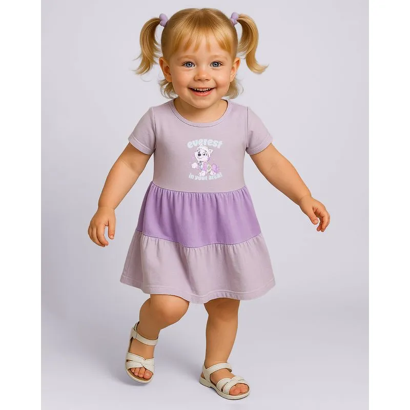 Vestido Bebê Curto Algodão Patrulha Canina Everest Lilás 3