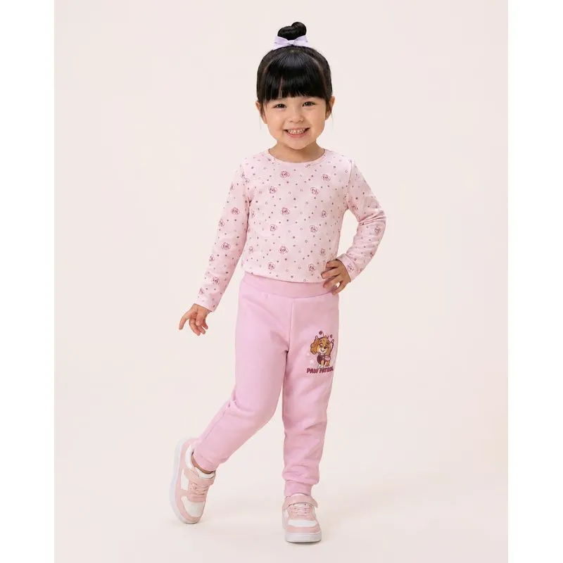 Calça Moletom Bebê Jogger Skye Patrulha Canina Rosa 3