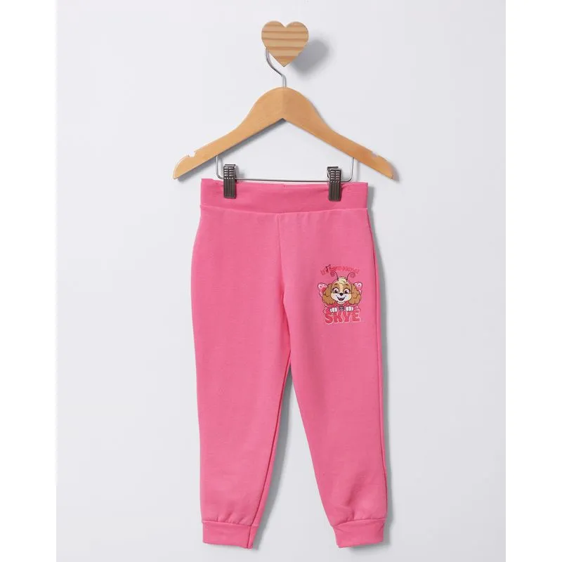 Calça Moletom Bebê Jogger Patrulha Canina Skye Rosa 1