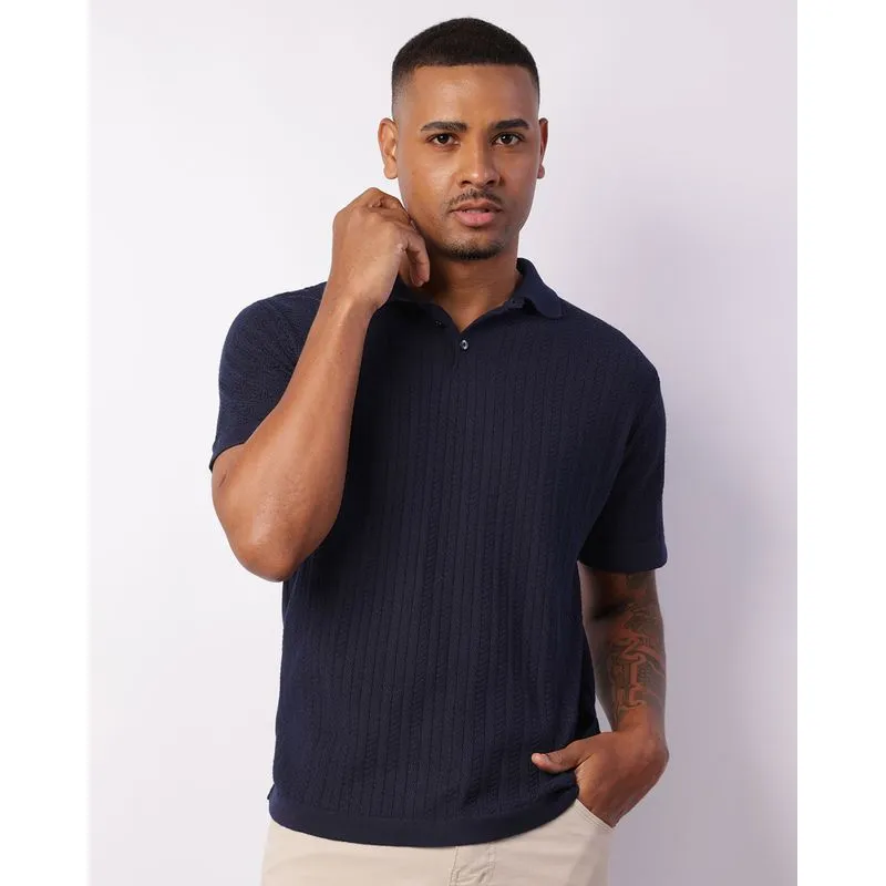 Camisa Polo Masculina Tricô Marinho M