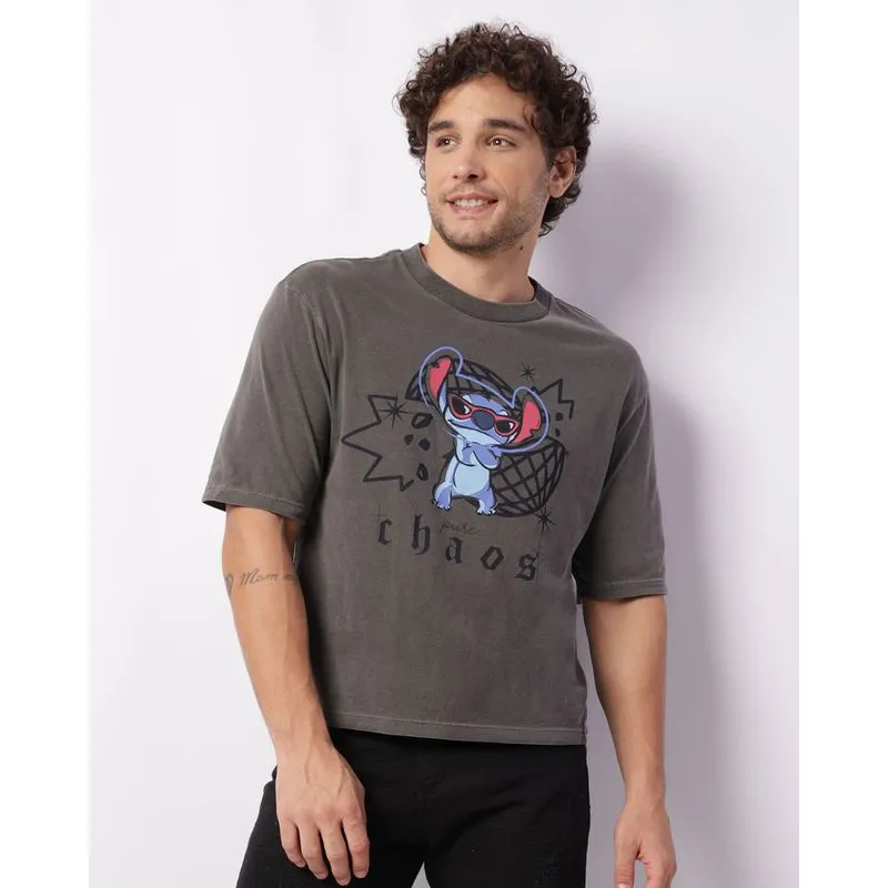 Camiseta Box Masculina Disney Stitch Cinza P